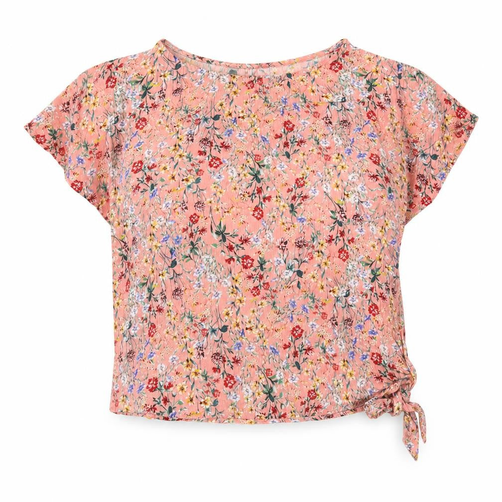 F&F Womens Pink Floral  Cropped Blouse Size 8