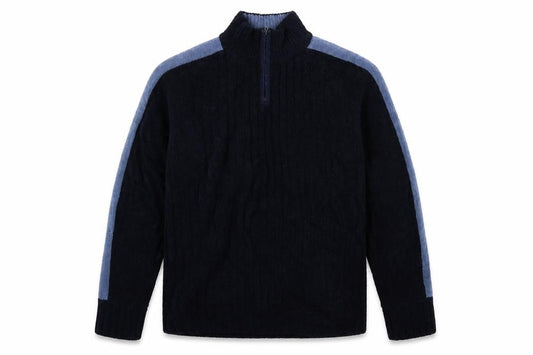 Front view of Burton men’s blue jumper, size M