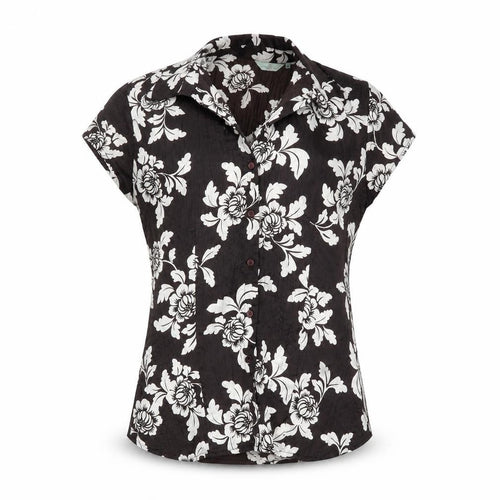 New Look Womens Black Floral  Basic Button-Up Size 10