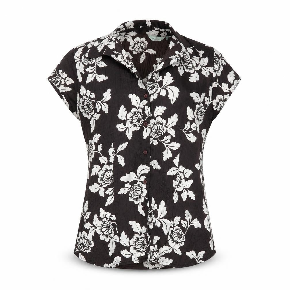 New Look Womens Black Floral  Basic Button-Up Size 10
