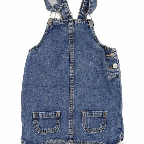 E-vie Angel Girls Blue Houndstooth  Pinafore/Dungaree Dress  Size 3 Years