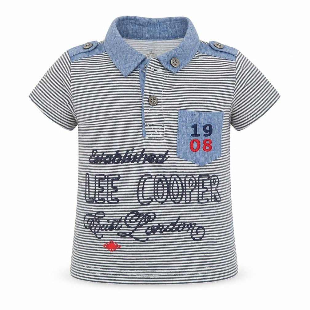 Lee Cooper Boys Blue Striped  Basic Polo Size 18-24 Months