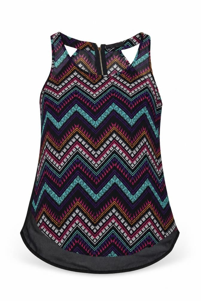 Select Womens Multicoloured Geometric  Basic Tank Size 12
