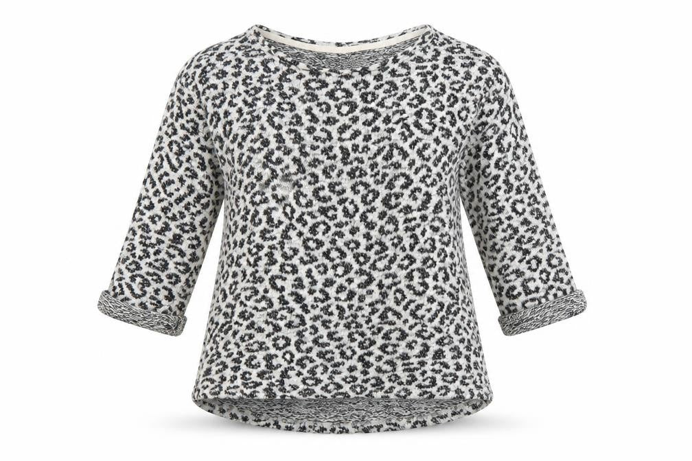 Front view of Next women’s grey animal print jumper, size UK 6