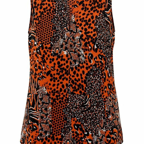 Paraphrase Womens Orange Animal Print  Basic Blouse Size 10