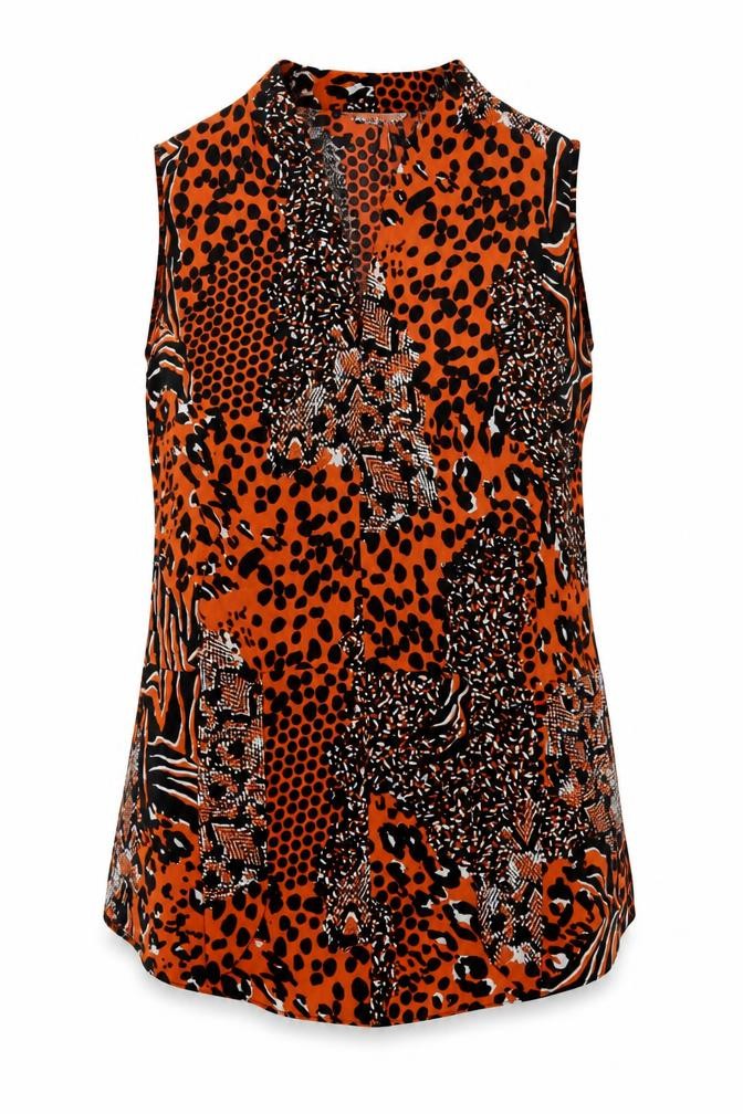 Paraphrase Womens Orange Animal Print  Basic Blouse Size 10