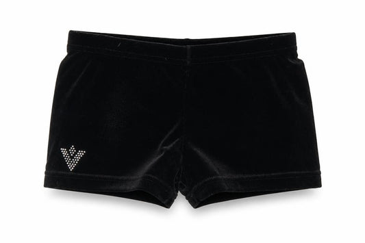 Front view of Preworn girls’ black sweat shorts, size 9-10, years