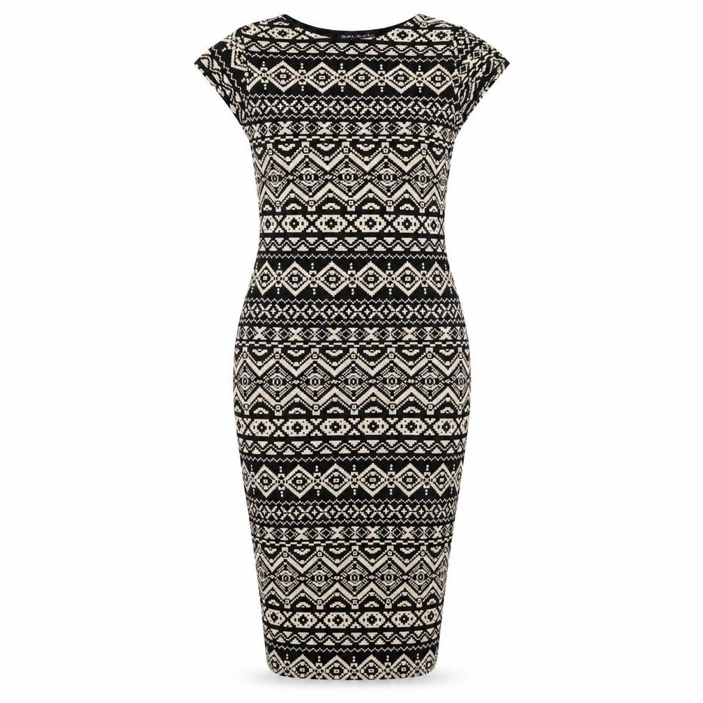 Select Womens Brown Geometric Rayon Bodycon  Size 8