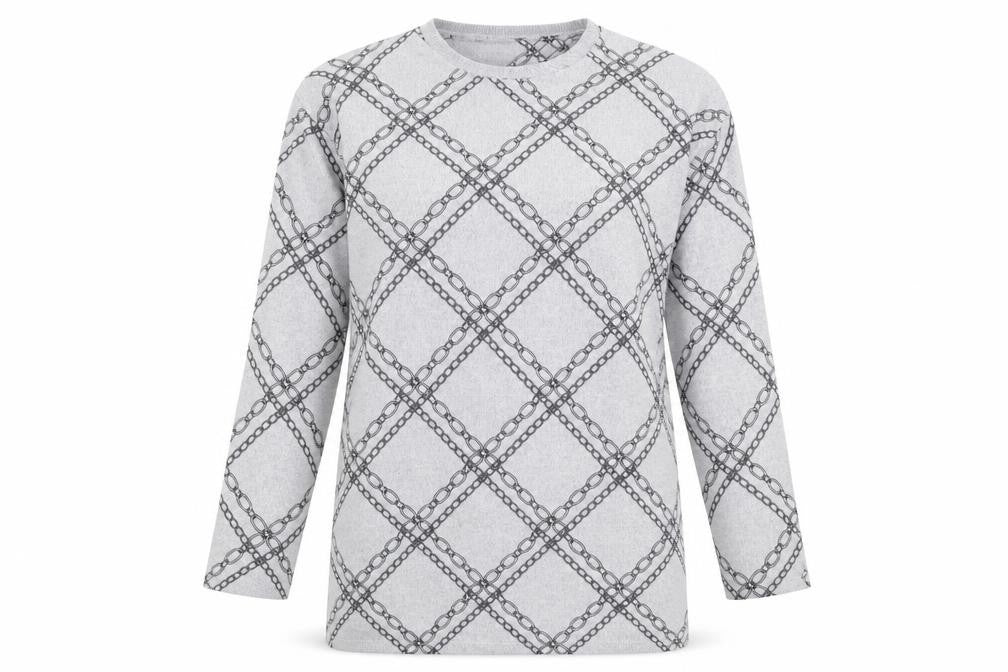 F&F Womens Grey Check Knit Pullover Jumper Size 14  - chains