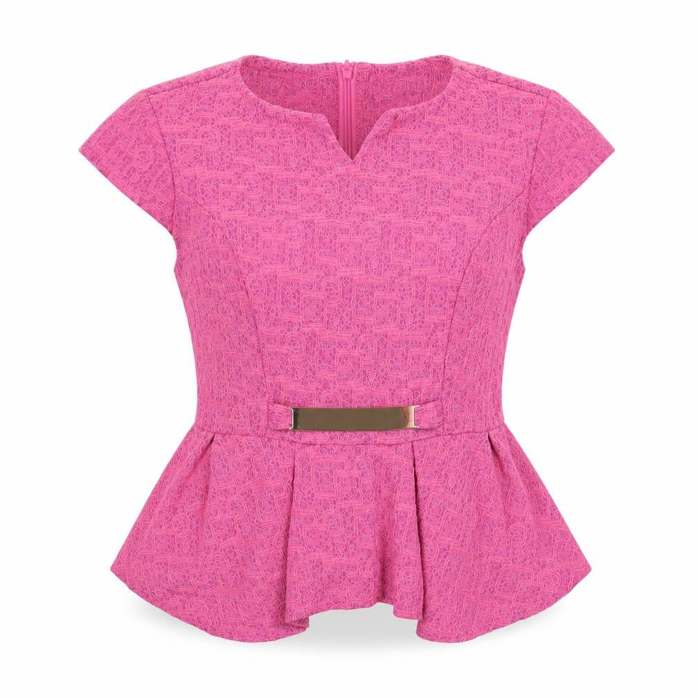 Collection London Womens Pink   Basic Blouse Size 8  - lace detail