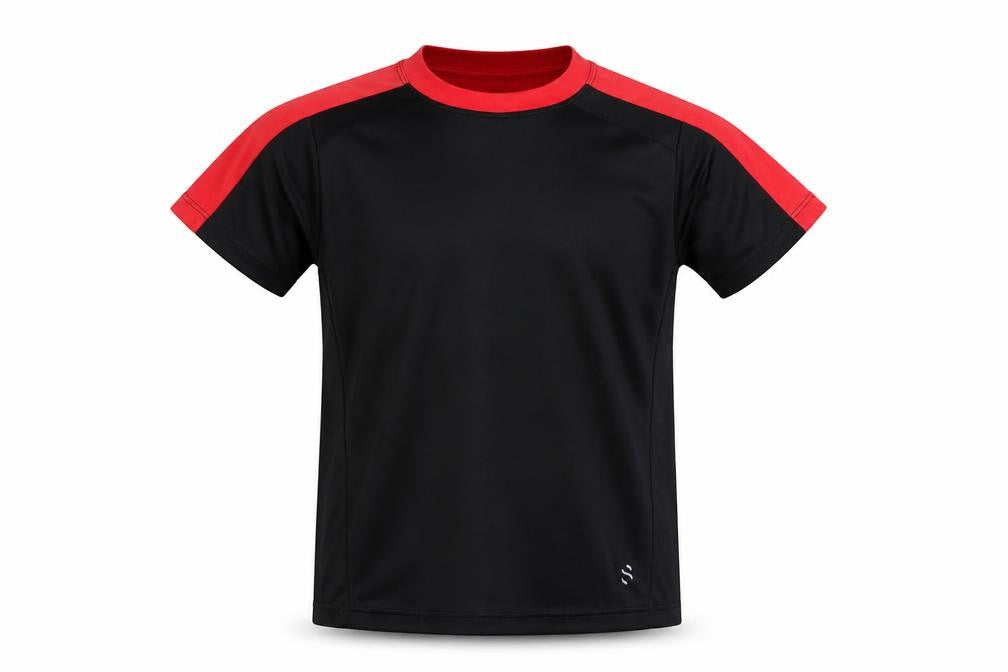 Front view of H&M boys’ black basic t-shirt, size 6-7, years