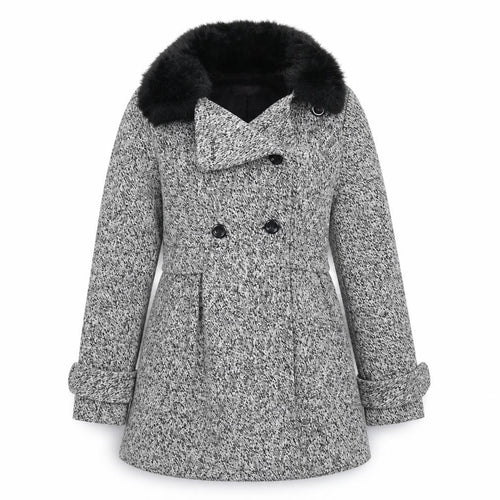 Carmel Womens Grey Houndstooth  Pea Coat Coat Size 12