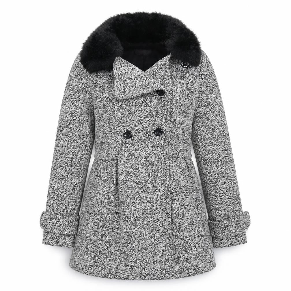 Carmel Womens Grey Houndstooth  Pea Coat Coat Size 12