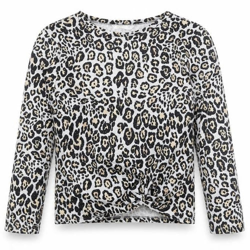 Candy Couture Girls Beige Animal Print  Basic Blouse Size 13 Years