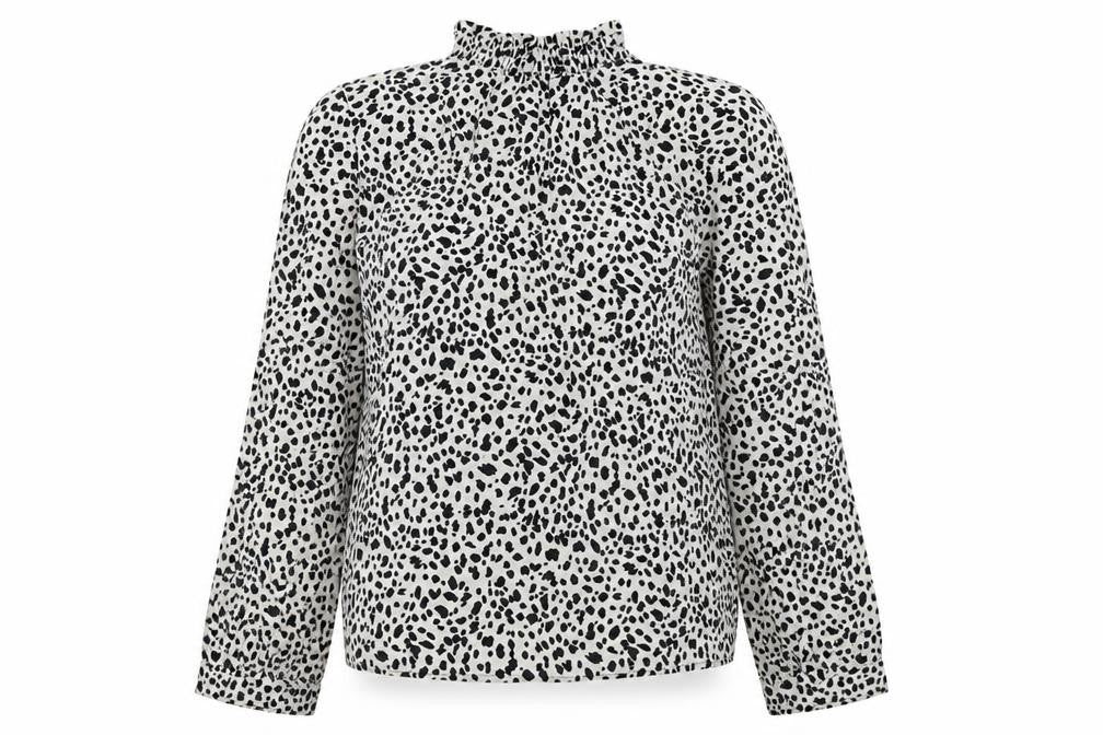 Preworn Womens Grey Animal Print  Basic Blouse Size 8
