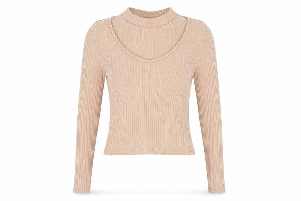 Topshop Womens Beige   Basic T-Shirt Size 8