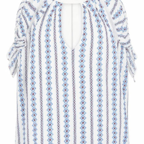 CAMEO ROSE Womens Blue Geometric  Basic Blouse Size 12