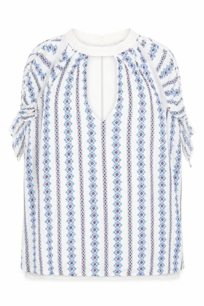 CAMEO ROSE Womens Blue Geometric  Basic Blouse Size 12