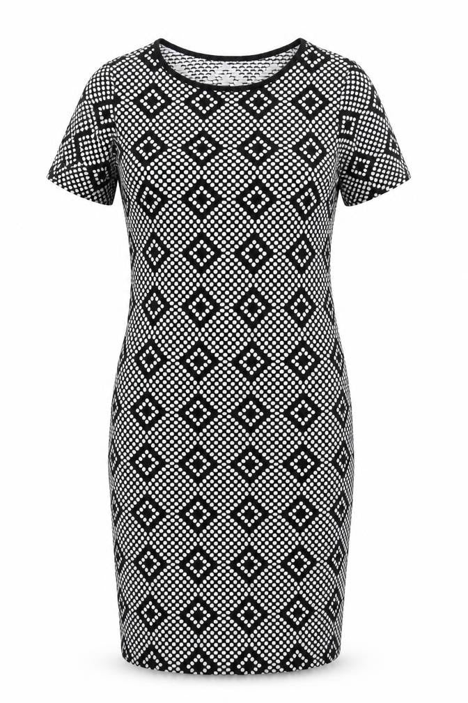 Quiz Womens Black Geometric  Shirt Dress  Size 12