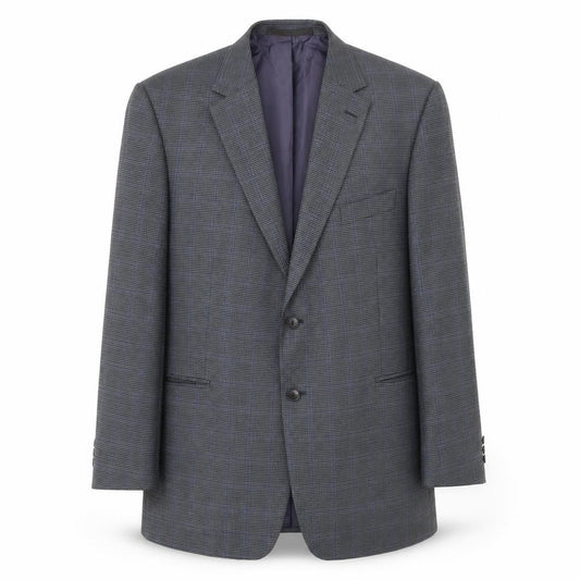 Front view of Marks & Spencer men’s blue check jacket suit jacket, size M