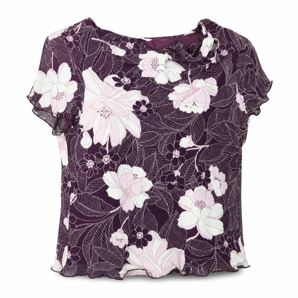 Berkertex Womens Purple Floral  Basic Blouse Size 16