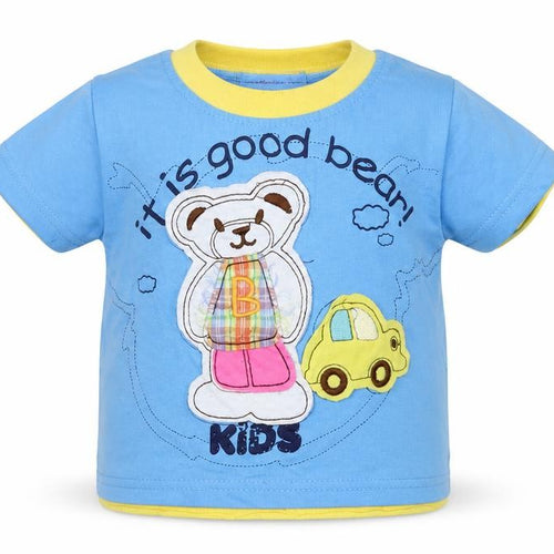 Cantarana Boys Blue   Basic T-Shirt Size 18-24 Months  - Teddy Bear