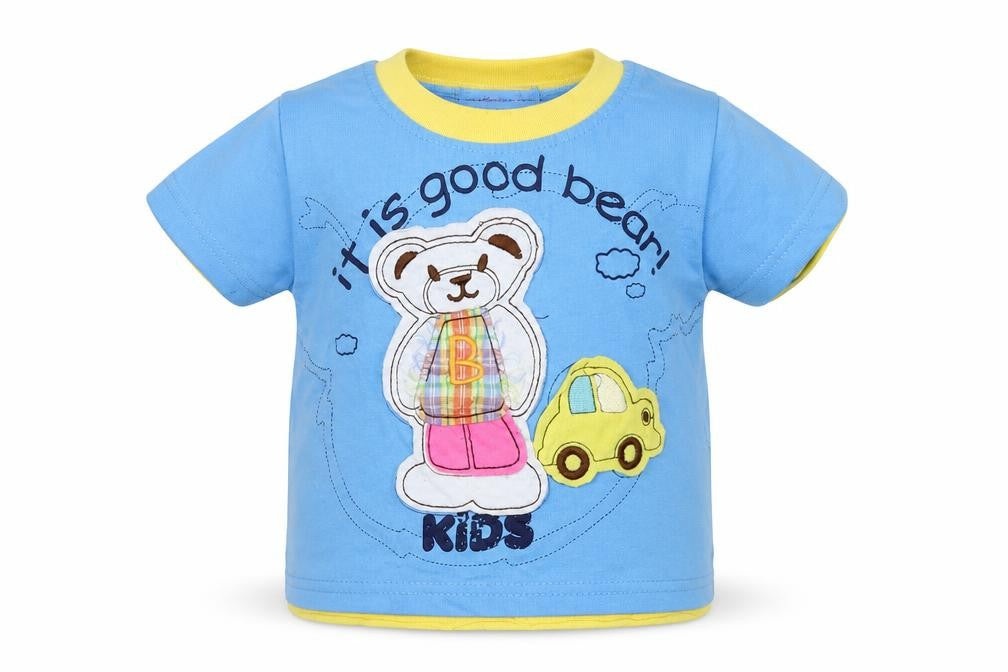 Cantarana Boys Blue   Basic T-Shirt Size 18-24 Months  - Teddy Bear