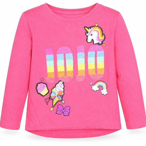 JoJo Silva Girls Pink   Basic T-Shirt Size 6-7 Years  - Unicorns