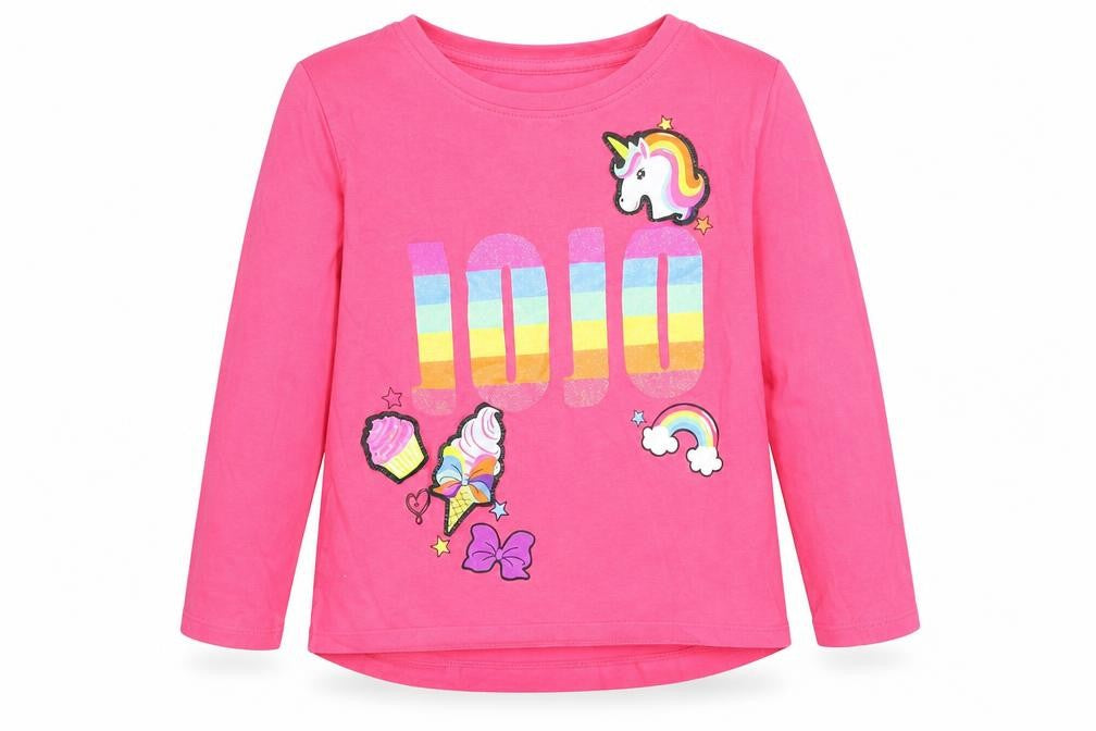 JoJo Silva Girls Pink   Basic T-Shirt Size 6-7 Years  - Unicorns