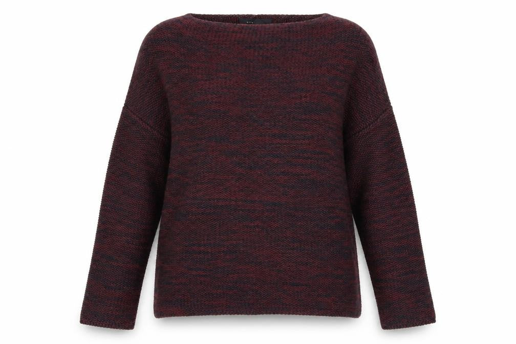 Front view of Atmosphere women’s purple herringbone jumper, size UK 6