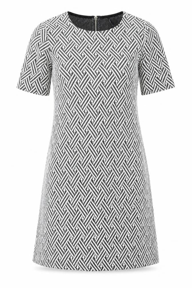 Front view of H&M women’s blue argyle/diamond t-shirt dress, size UK 6