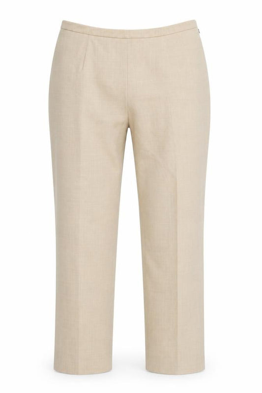 Front view of Artigiano women’s beige trousers, size UK 16, 30-inch leg