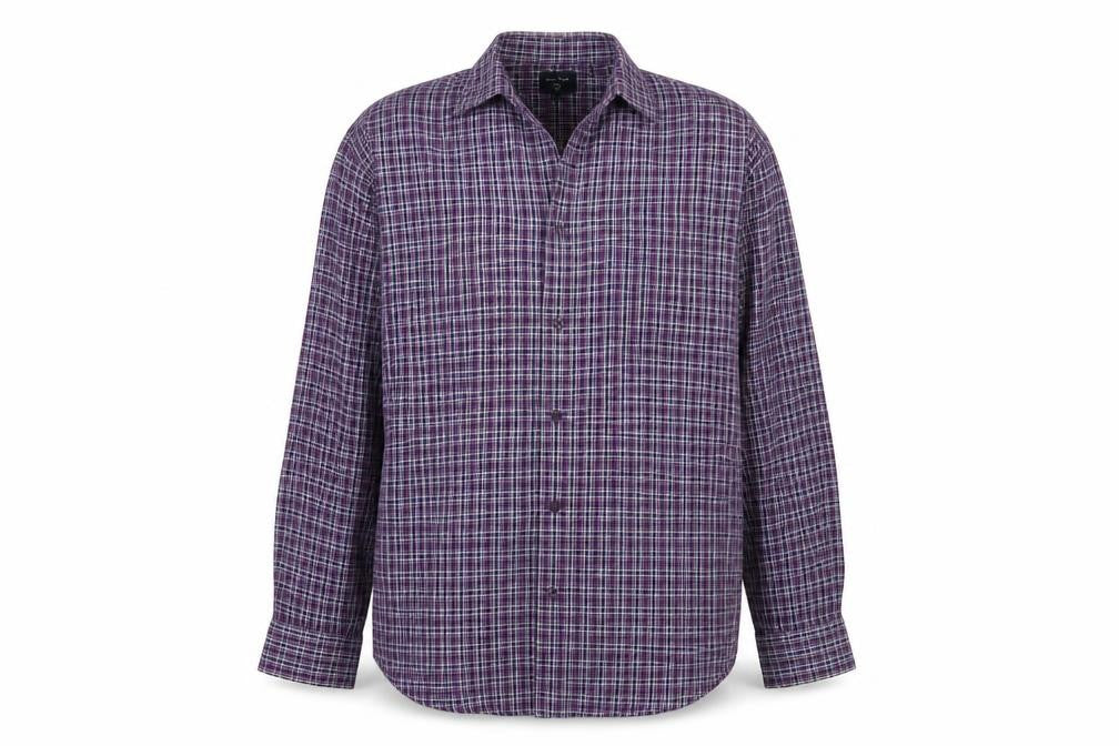 EWM Mens Purple Striped Woven  Button-Up Size M