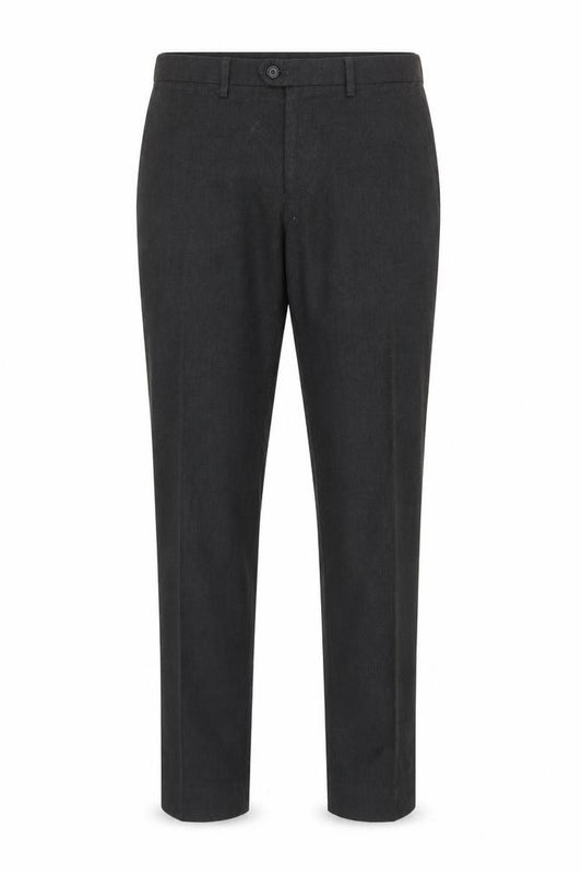Front view of Next men’s grey trousers, size 34, in, 31-inch leg