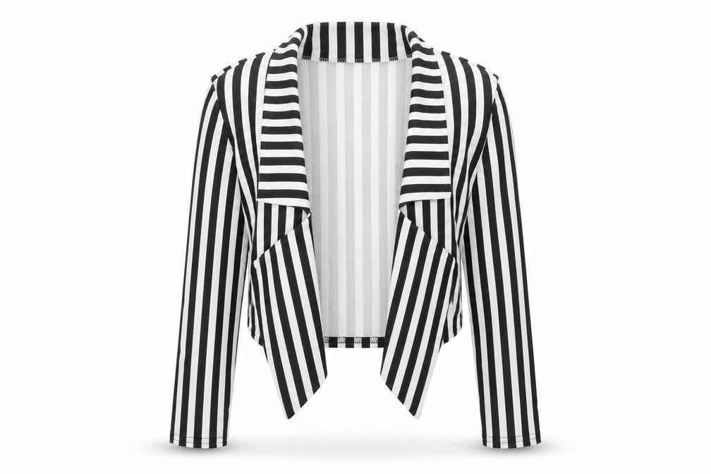 Buzy Womens Black Striped  Jacket  Size S