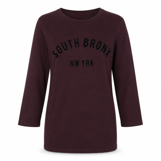 Front view of ASOS women’s purple basic t-shirt, size S, - south bronx nw yrk