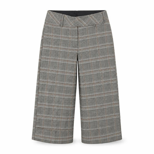 Front view of Preworn women’s grey check cropped trousers, size UK 8, 20-inch leg