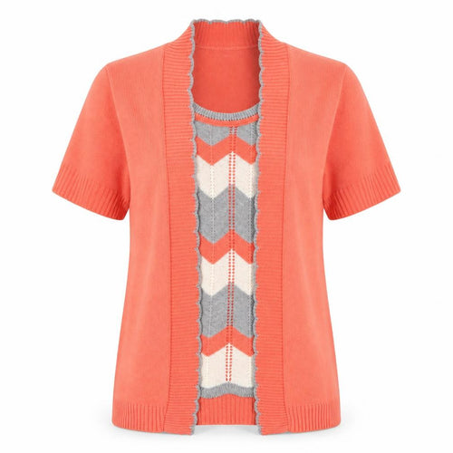 Lady Ice Womens Orange  Knit Cardigan Jumper Size S