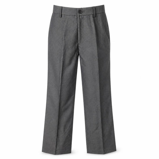 Front view of Preworn boys’ grey dress pants trousers, size 11, years