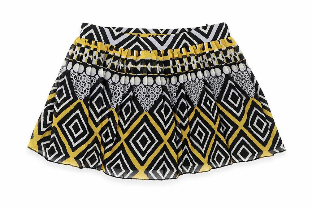 Miss GG Girls Black Geometric Chiffon Flare Skirt Size 7 Years