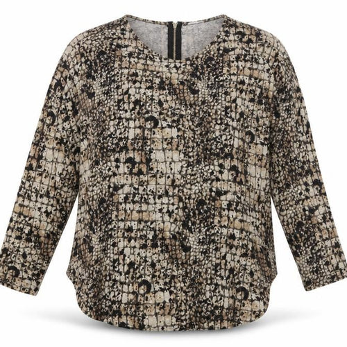 Blue Vanilla Womens Brown Animal Print  Pullover Sweatshirt Size L