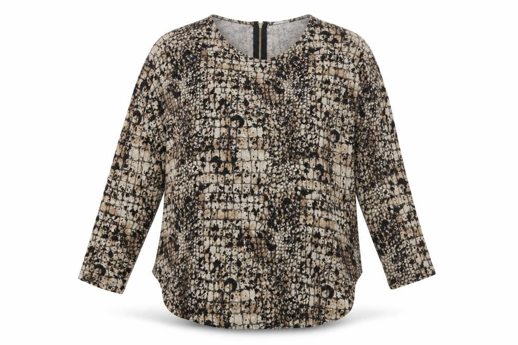 Blue Vanilla Womens Brown Animal Print  Pullover Sweatshirt Size L