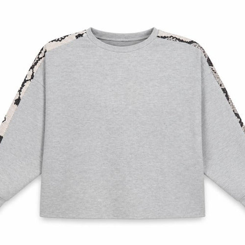Miss Pap Womens Grey Animal Print  Pullover Sweatshirt Size S