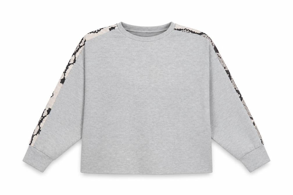 Miss Pap Womens Grey Animal Print  Pullover Sweatshirt Size S