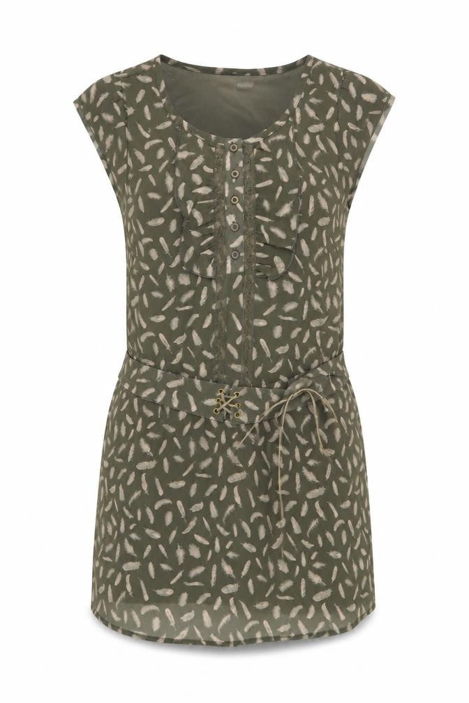 La Redoute Womens Green Geometric  Shift  Size 14  - Feather Print