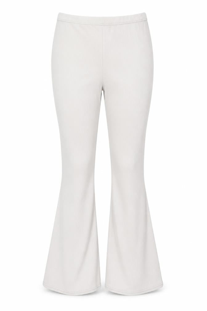 Front view of PRETTYLITTLETHING women’s beige trousers, size UK 12, 30-inch leg