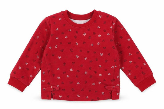 Front view of Matalan boys’ red basic t-shirt, size 12-18, months - crowns