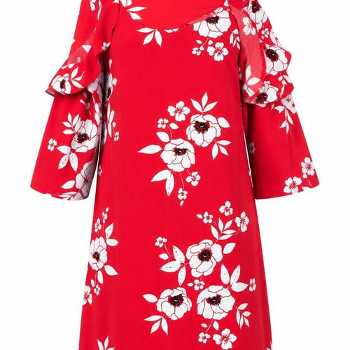 George Womens Red Floral  A-Line  Size 10