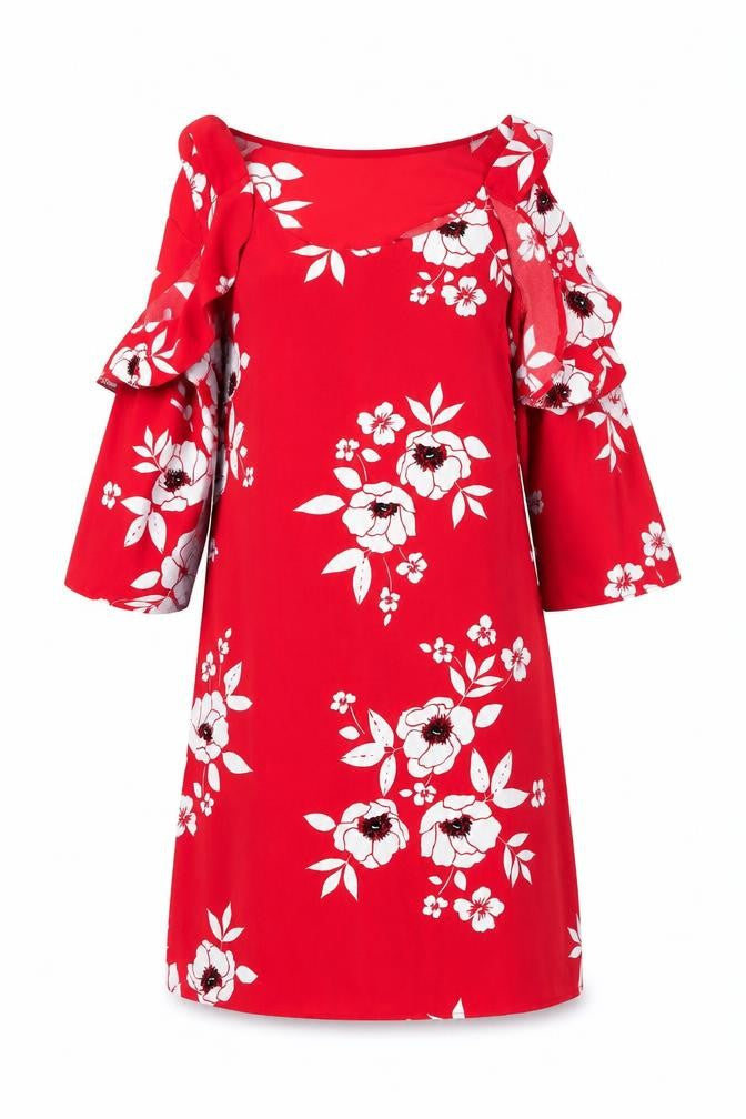George Womens Red Floral  A-Line  Size 10