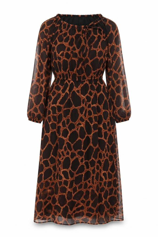 Lost Stock Womens Black Animal Print  A-Line  Size S